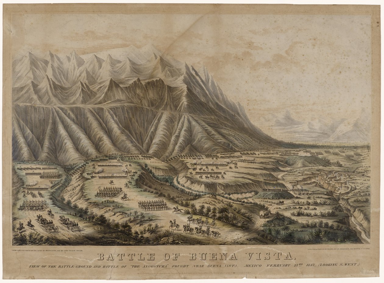 Bitwa pod Buena Vista, 1847 (chromolitografia na papierze tkanym) autorstwa Frances Flora Bond Palmer