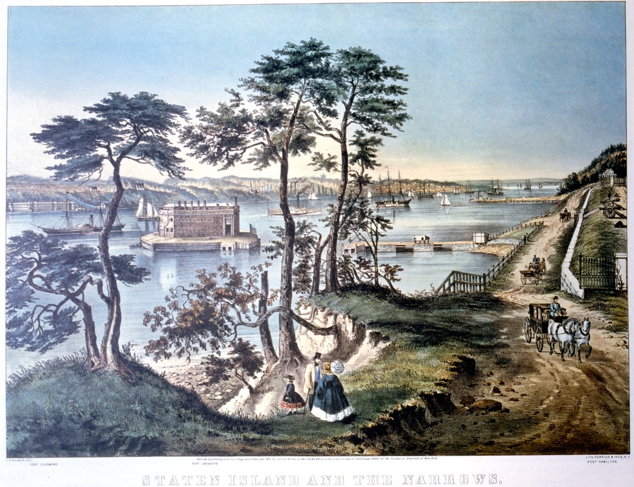 Staten Island and the Narrows, Nowy Jork, USA, ok. 1834–1876 autorstwa Frances Flora Bond Palmer