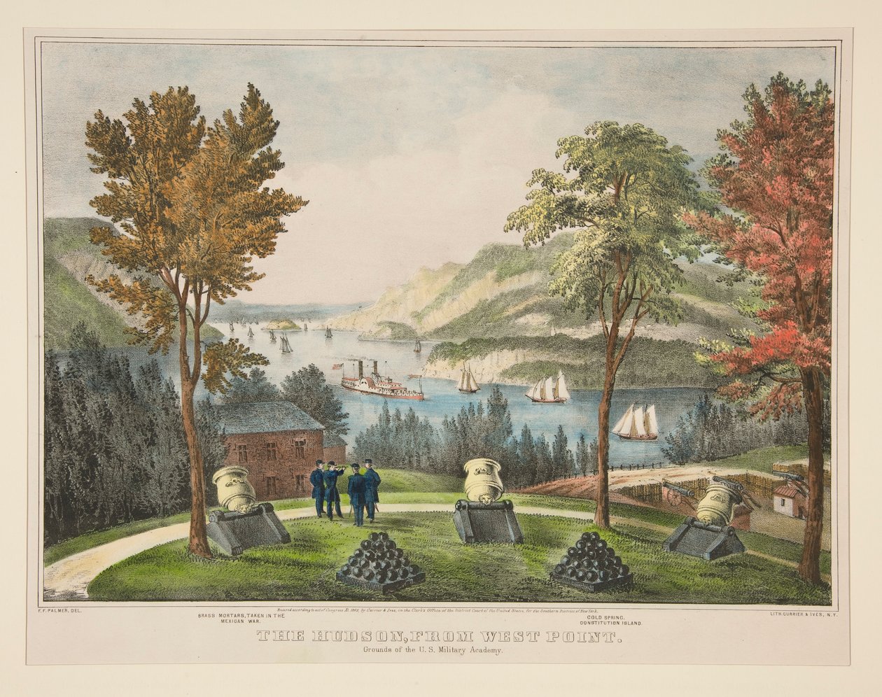 Hudson z West Point. Teren Akademii Wojskowej USA autorstwa Frances Flora Bond Palmer