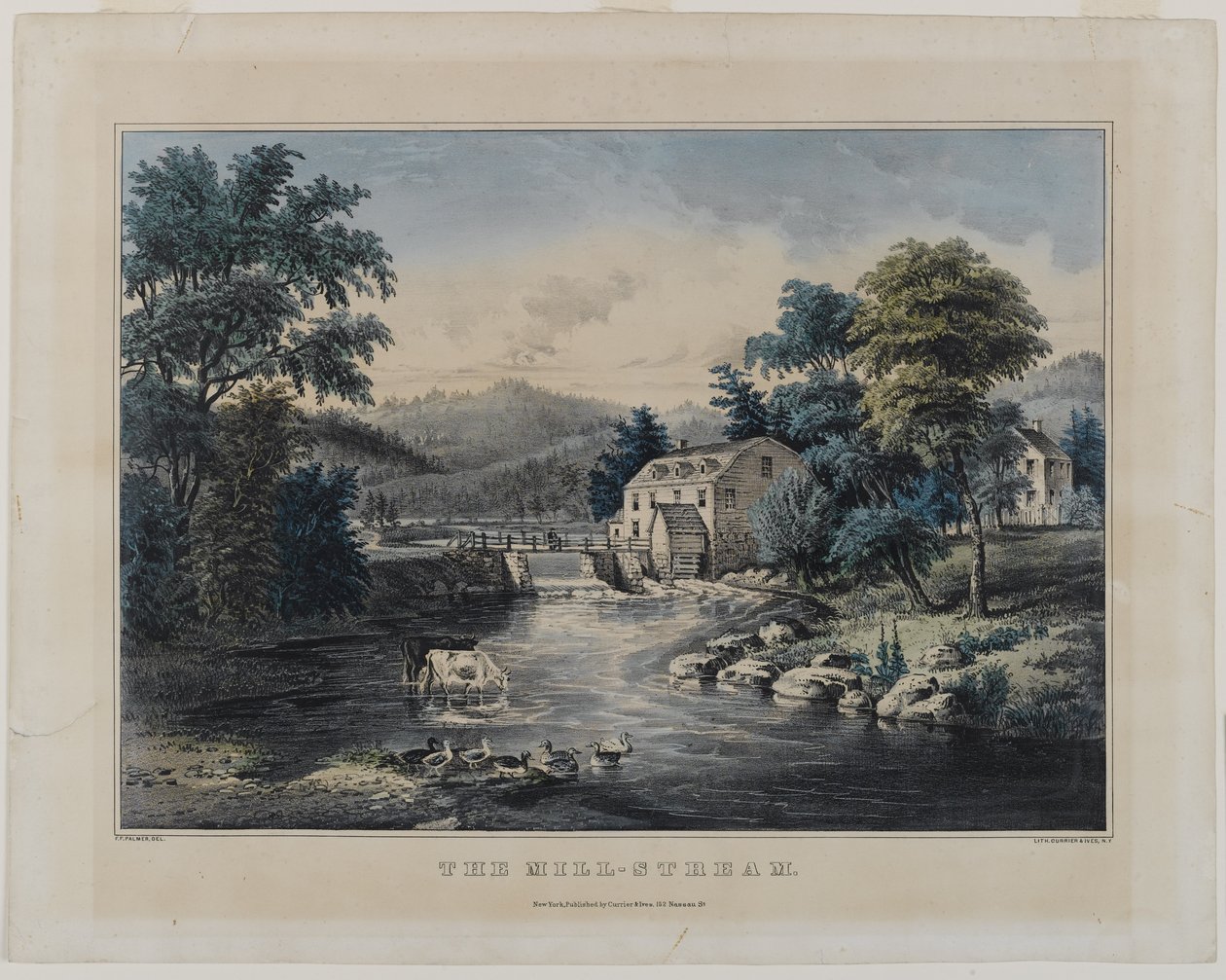 The Mill-Stream, wyd. Currier & Ives, Nowy Jork (lito ręcznie kolorowane) autorstwa Frances Flora Bond Palmer