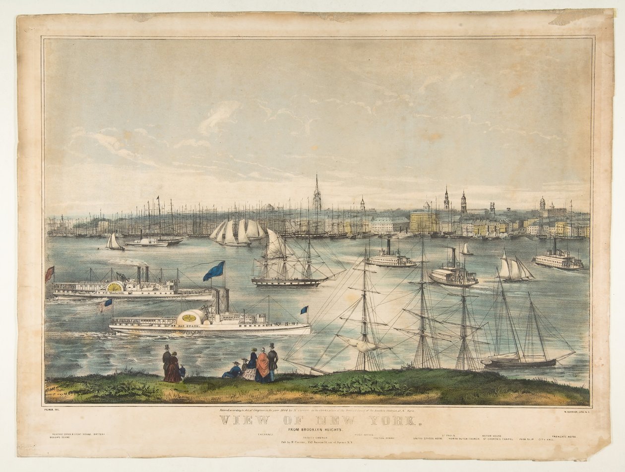 Widok Nowego Jorku z Brooklyn Heights, 1849. autorstwa Frances Flora Bond Palmer