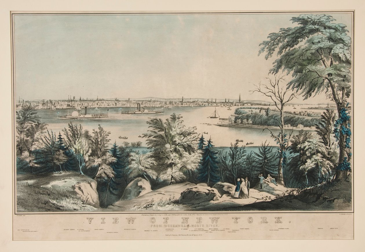 Widok na Nowy Jork z Weehawken-North River autorstwa Frances Flora Bond Palmer