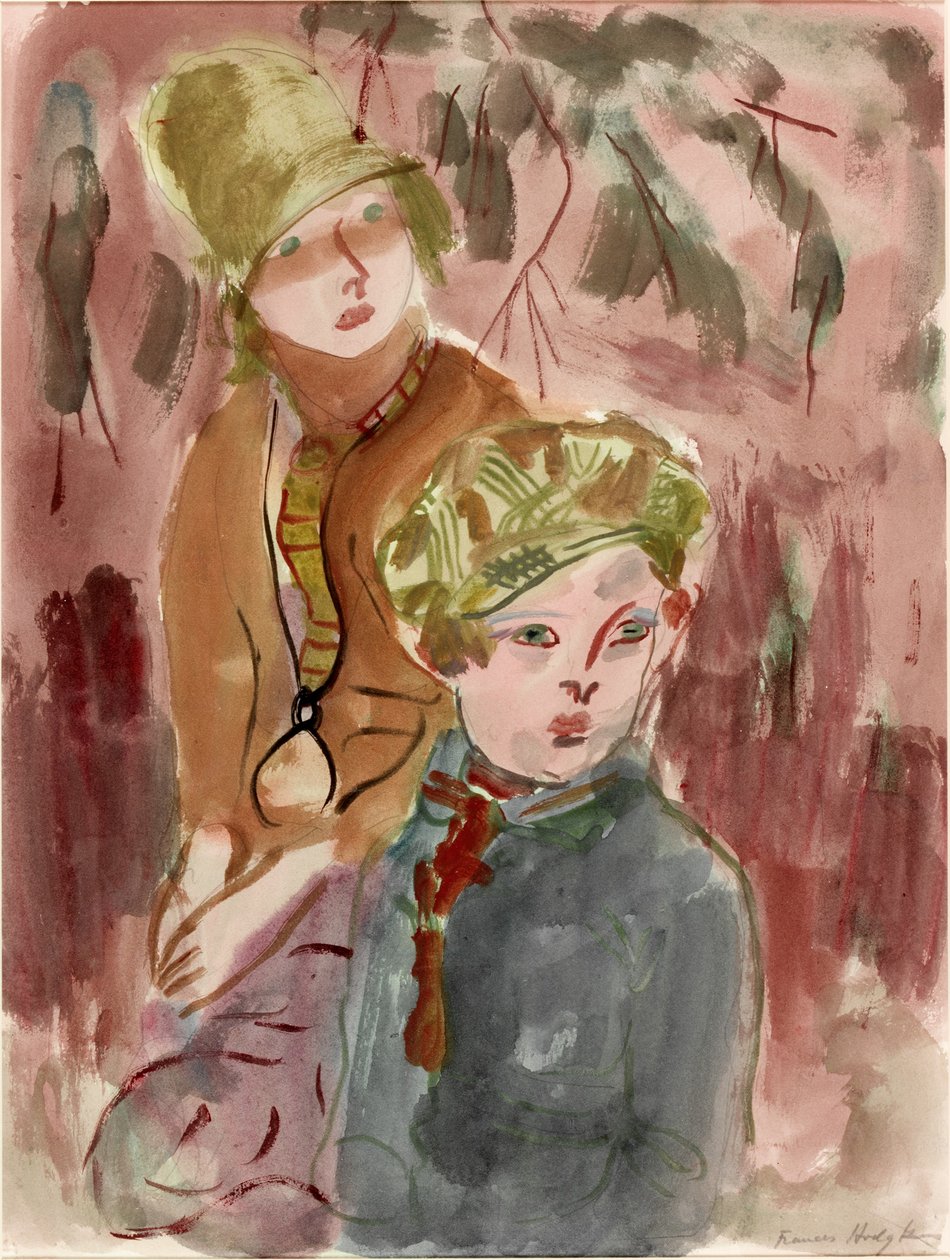 Chłopiec i dziewczynka (koloryzacja na papierze) autorstwa Frances Hodgkins