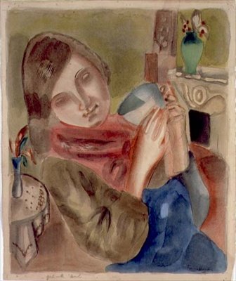 Dziewczyna z miską (akwarela na papierze) autorstwa Frances Hodgkins
