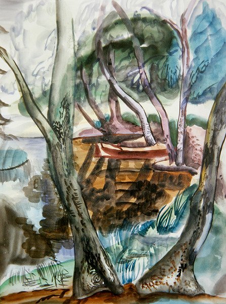 Pejzaż, ok. 1935 (akwarela na papierze) autorstwa Frances Hodgkins
