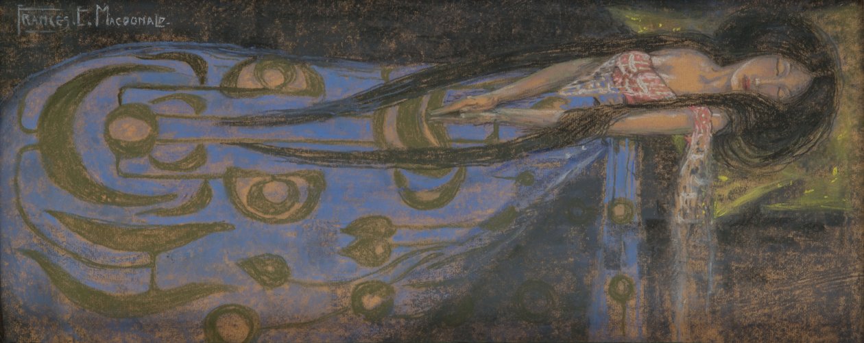 Śpiąca księżniczka, ok. 1896 r. (pastel, akwarela, papier) autorstwa Frances Macdonald