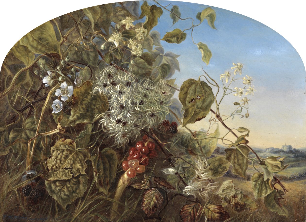 Jesienny żywopłot w pobliżu Carisbrooke, 1864 autorstwa Frances Minns