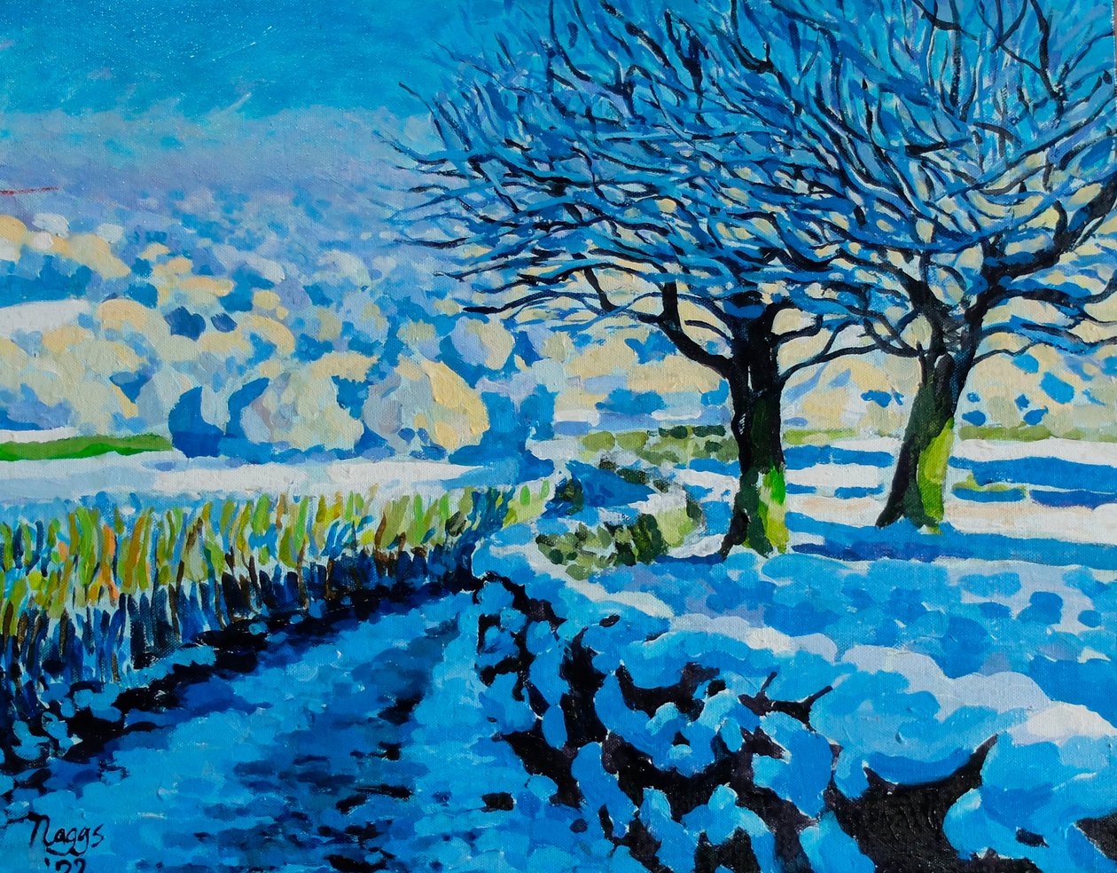 Light on a Winter Lane, 2022 (akryl na płótnie) autorstwa Frances Naggs