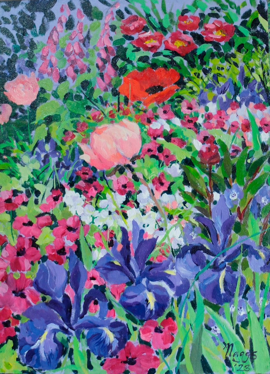 Summer Border, 2023 (akryl na płótnie) autorstwa Frances Naggs