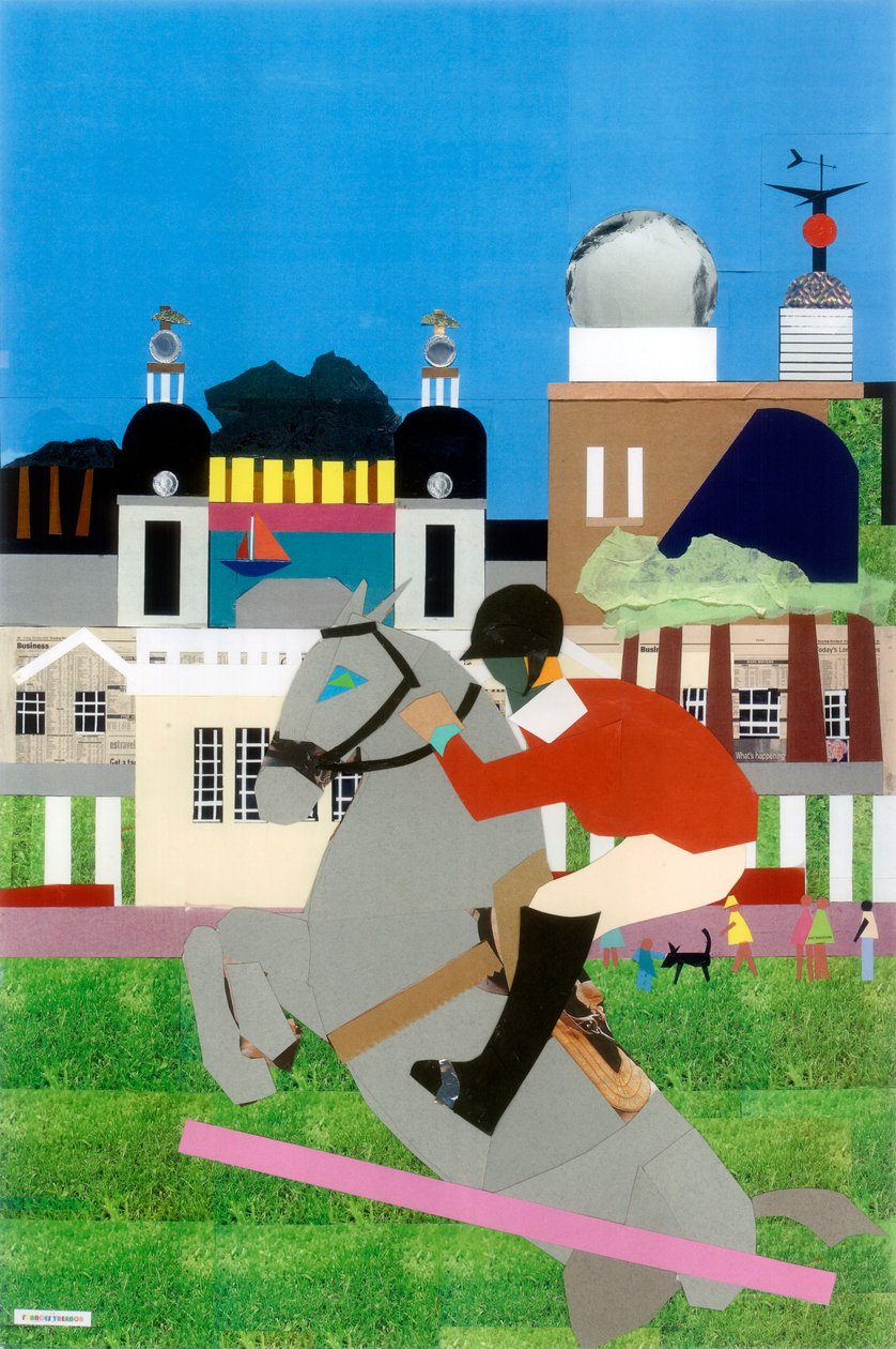 Olimpijskie Zawody Jeździeckie w Greenwich Park, 2012 (kolaż na papierze) autorstwa Frances Treanor