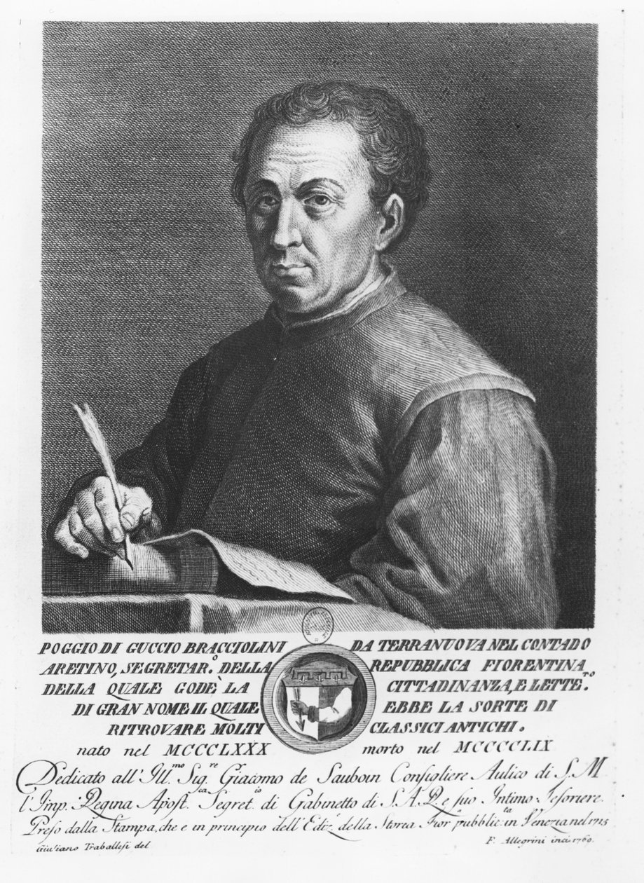 Portret Poggia Braccioliniego, 1769 autorstwa Francesco Allegrini