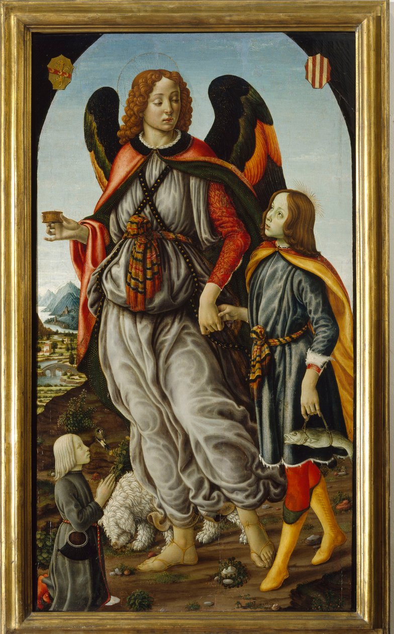Archanioł Raffaele z Tobiolo i młodym mężczyzną autorstwa Francesco Botticini
