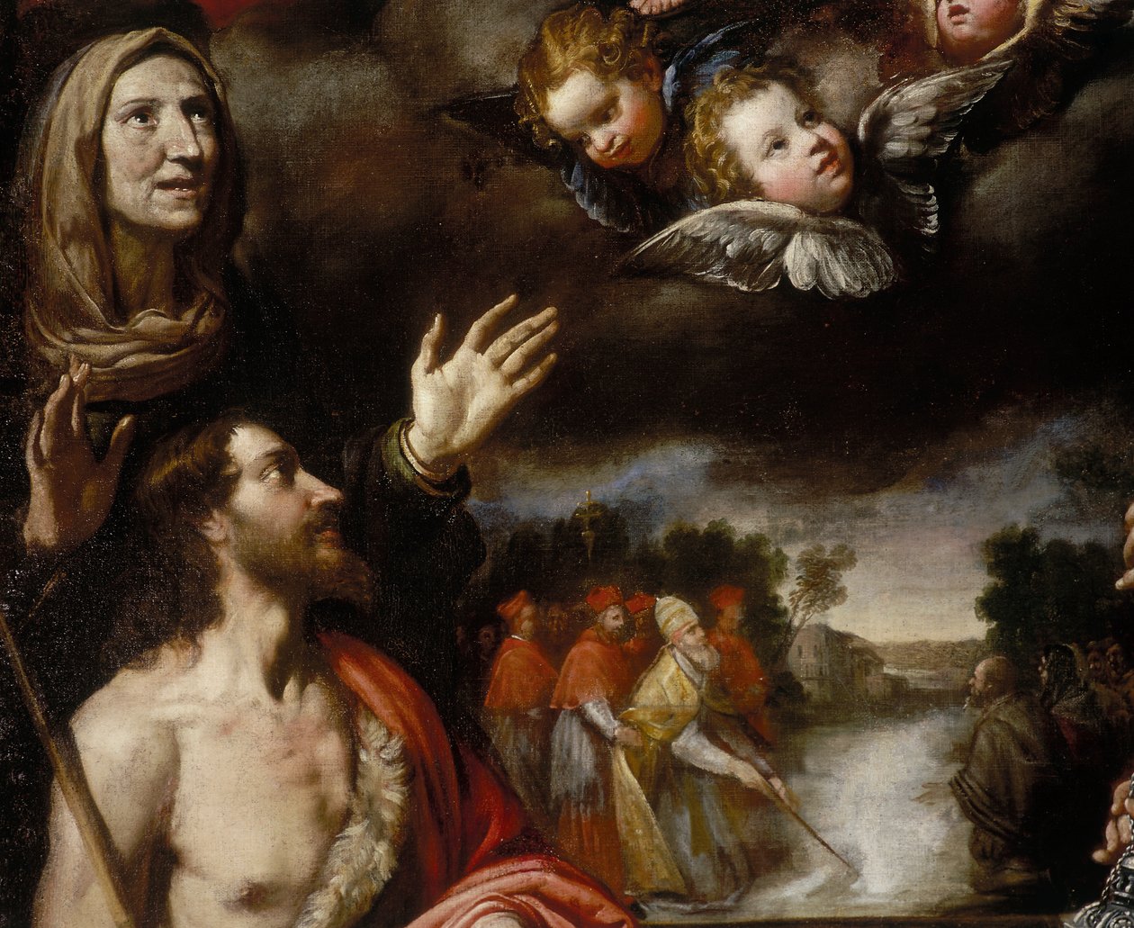 Ołtarz Madonny Śnieżnej (detal): dzieło Francesco Fiaselli, przechowywane w kościele lub Sanktuarium Misericordia in Massa autorstwa Francesco Fiasella