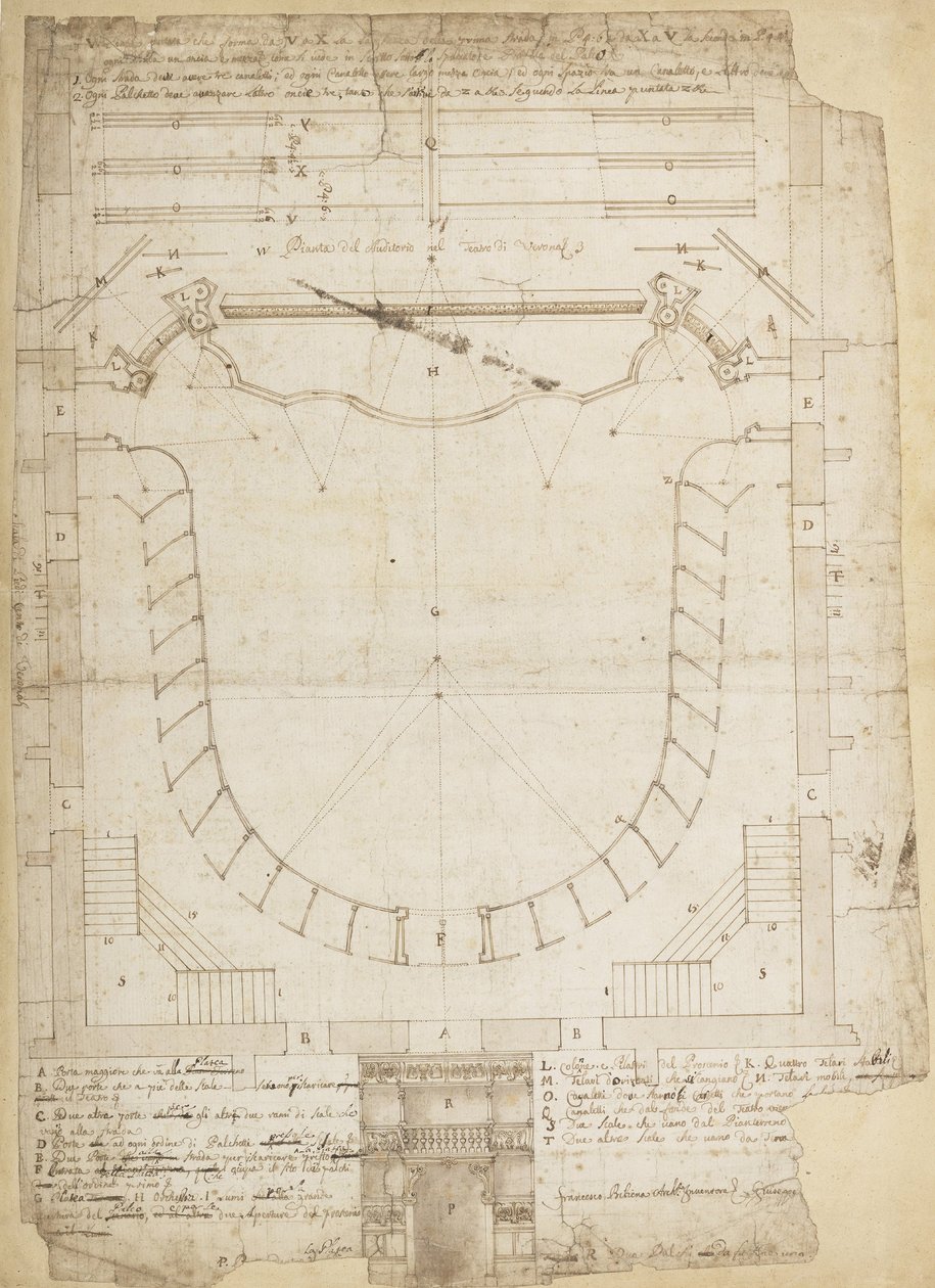 Teatro Filarmonico Accademia Filarmonica w Weronie, Włochy, Audytorium i Winda Główna... autorstwa Francesco Galli Bibiena