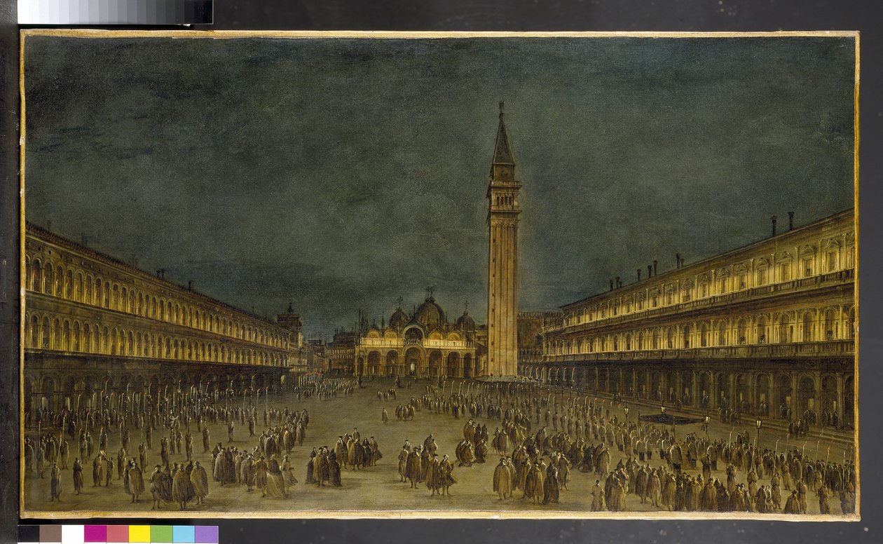 Nocna procesja na Piazza San Marco, 1750-60 autorstwa Francesco Guardi
