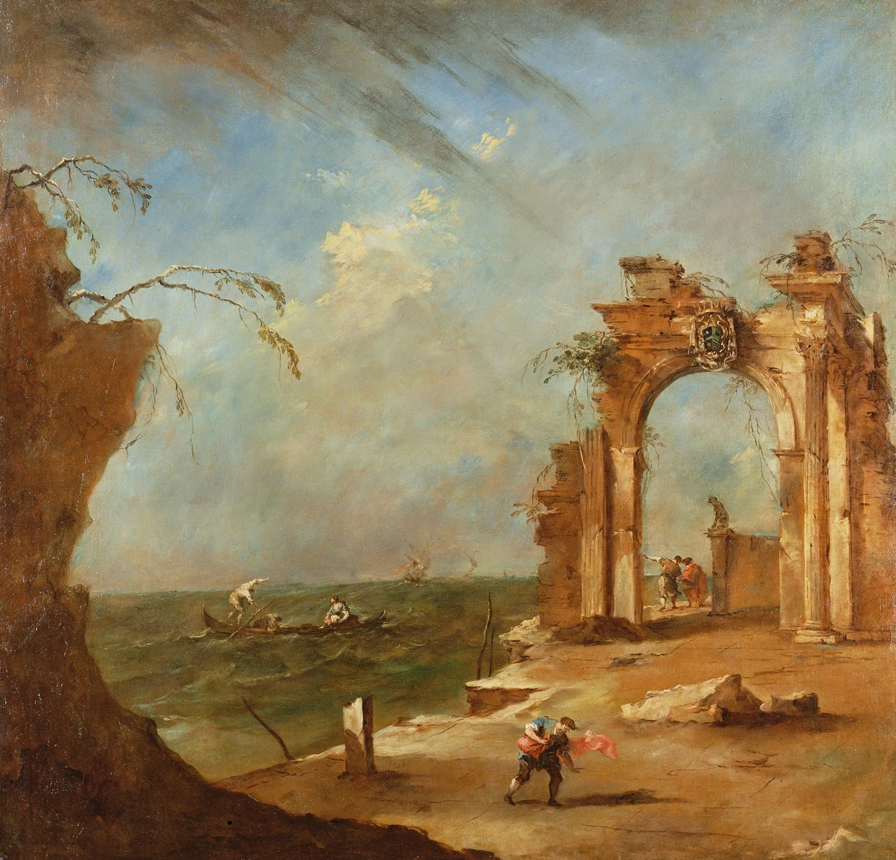 Capriccio ze zrujnowanym łukiem (olej) autorstwa Francesco Guardi