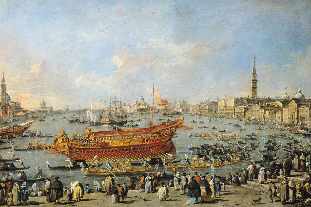 Wyjazd „Bucentaura” na Lido w Dzień Wniebowstąpienia, 1766-70 autorstwa Francesco Guardi