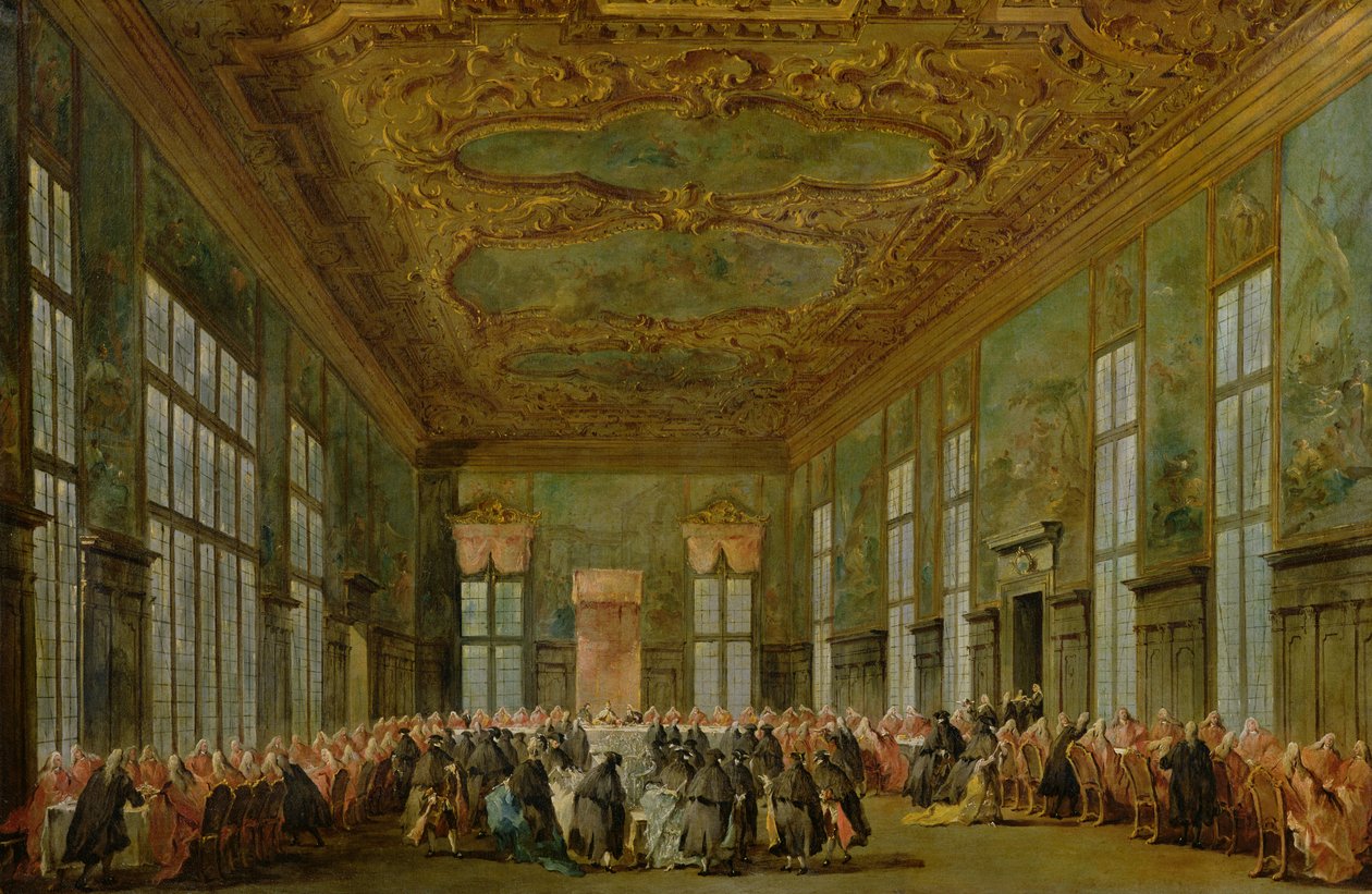 Dog Alvise Mocenigo IV (1701-78) wydający bankiet dla ambasadorów, 1776-78 autorstwa Francesco Guardi