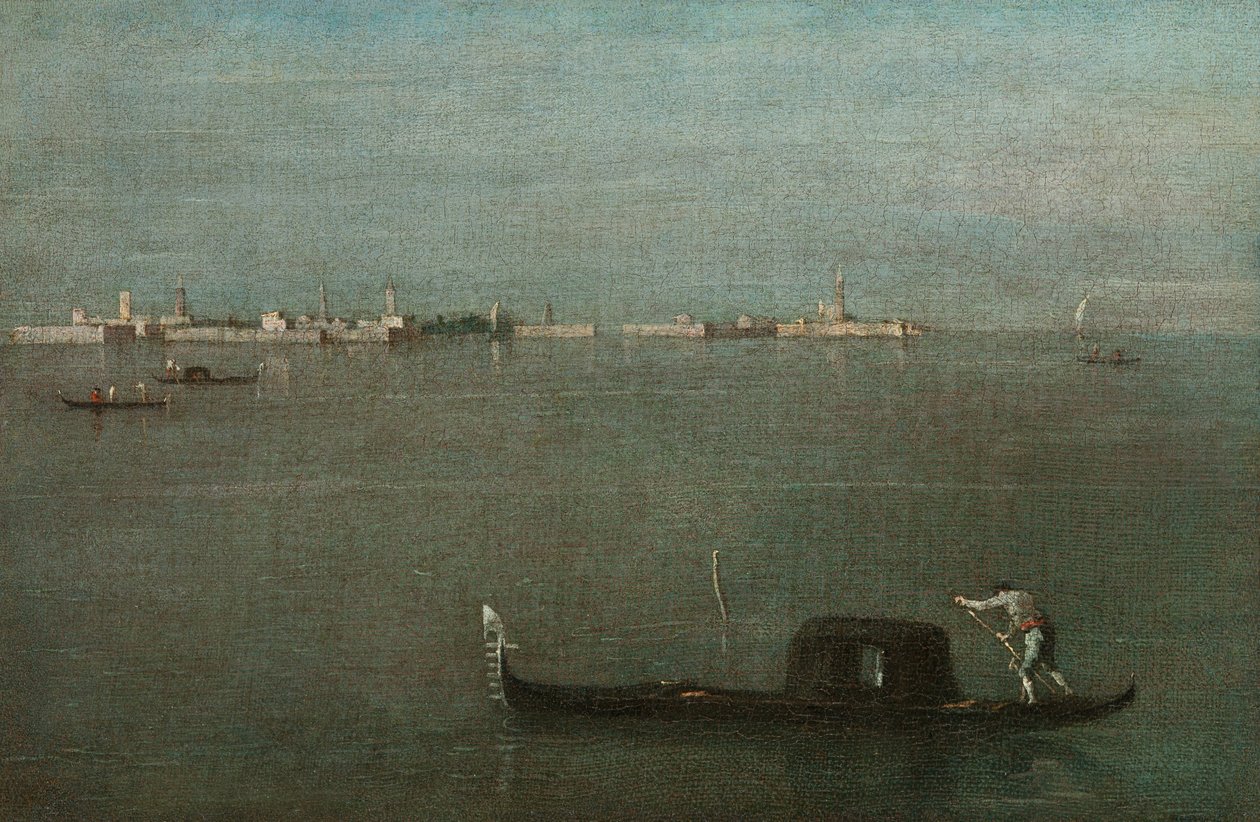 Gondole na Lagunie (Szara Laguna) autorstwa Francesco Guardi