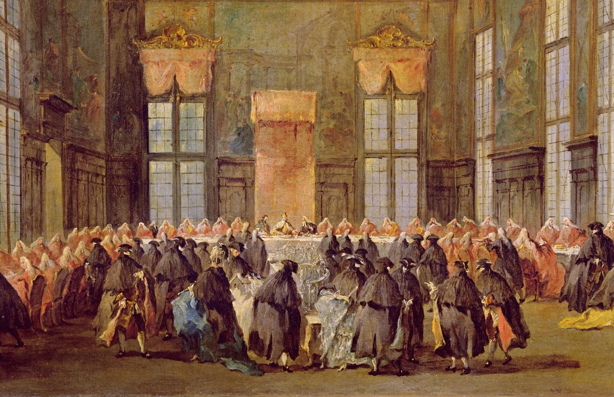 Doża na uczcie na otwarcie karnawału w Wenecji autorstwa Francesco Guardi