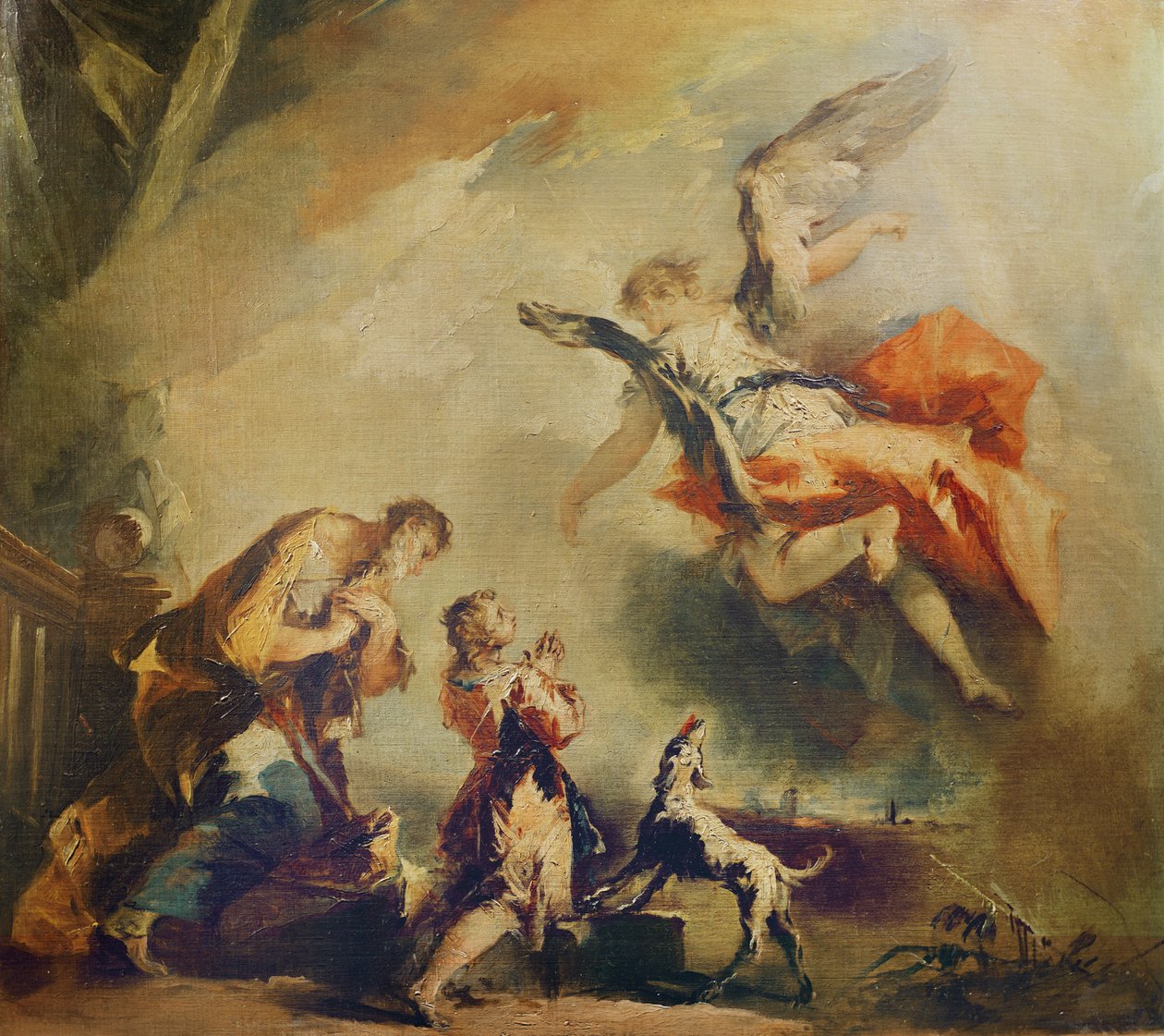 Opowieść o Tobiaszu, odejściu Archanioła Rafaela, ok. 1750 r. autorstwa Francesco Guardi