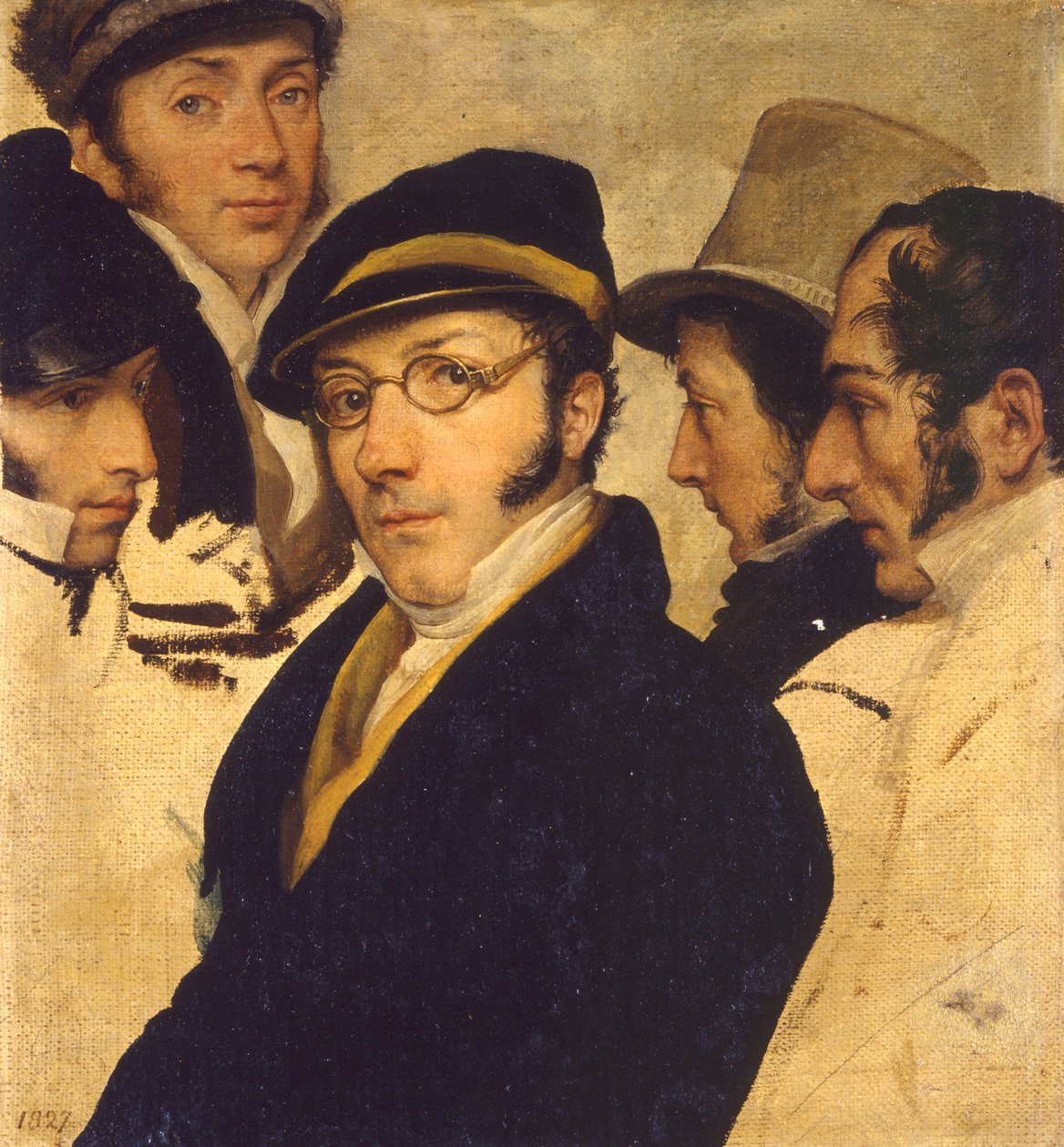 Autoportret w grupie przyjaciół autorstwa Francesco Hayez