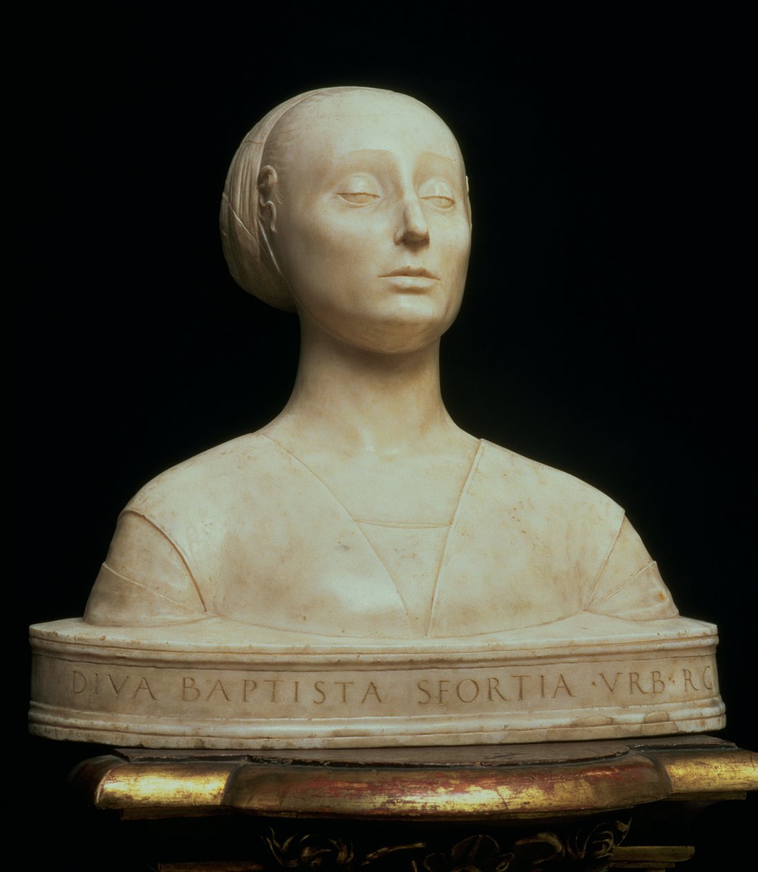 Popiersie Battisty Sforzy, księżnej Urbino, ok. 1473 (marmur) autorstwa Francesco Laurana
