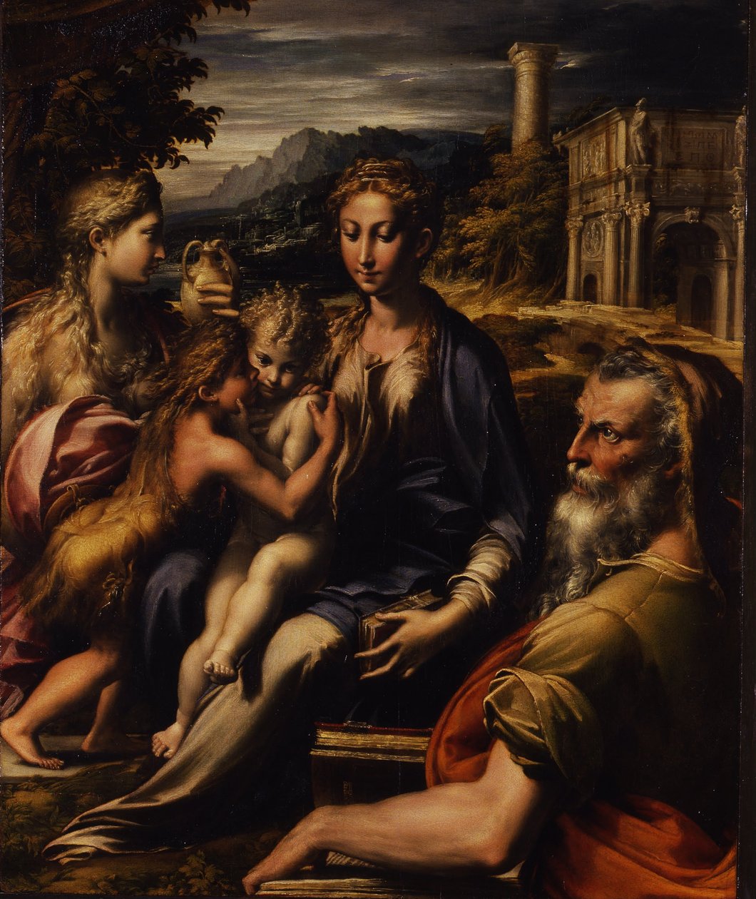 Madonna z Dzieciątkiem z Aniołami, znana jako Madonna z długą szyją autorstwa Parmigianino