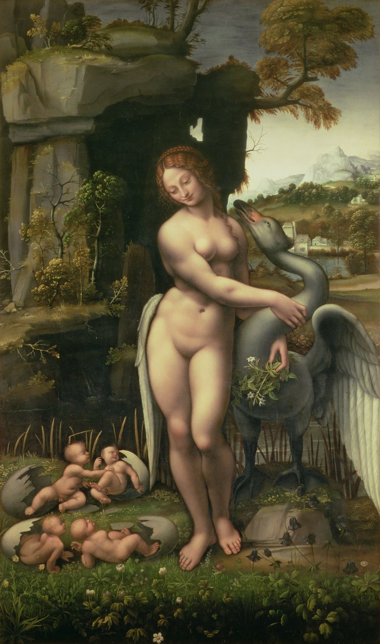 Leda i łabędź autorstwa Francesco Melzi