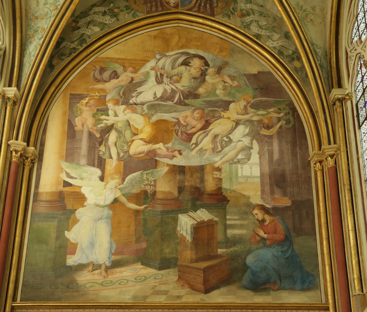 Ściana zachodnia kaplicy opactwa Rayonnant ze Zwiastowaniem, XVI-XIX w. autorstwa Francesco Primaticcio