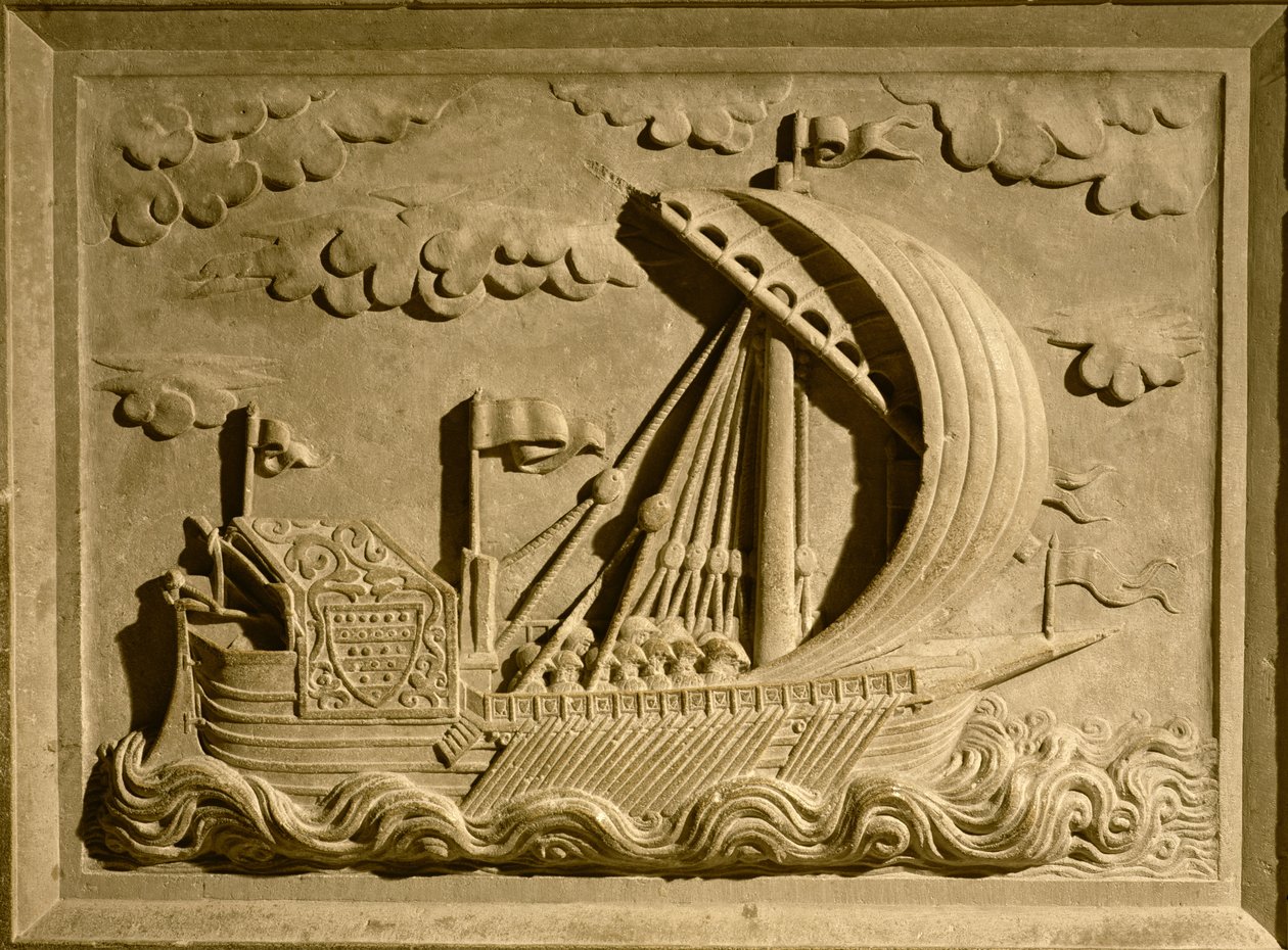 Fragment weneckiego okrętu wojennego z Mauzoleum Girolamo Michiela, ok. 1558-59 autorstwa Francesco Segala