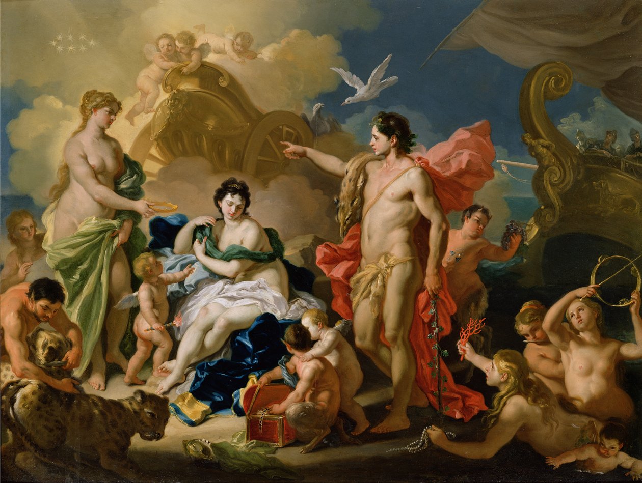 Bachus i Ariadna (olej na miedzi) autorstwa Francesco Solimena