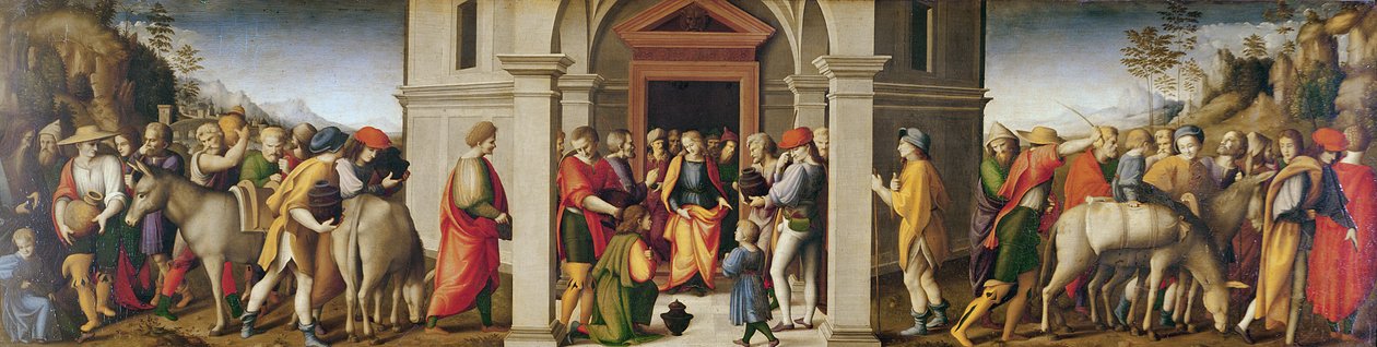 Иосеф ах нараа хүлээн авч байна, в. 1515 (мод дээрх тос)поли autorstwa Francesco Ubertini, Il Bacchiacca
