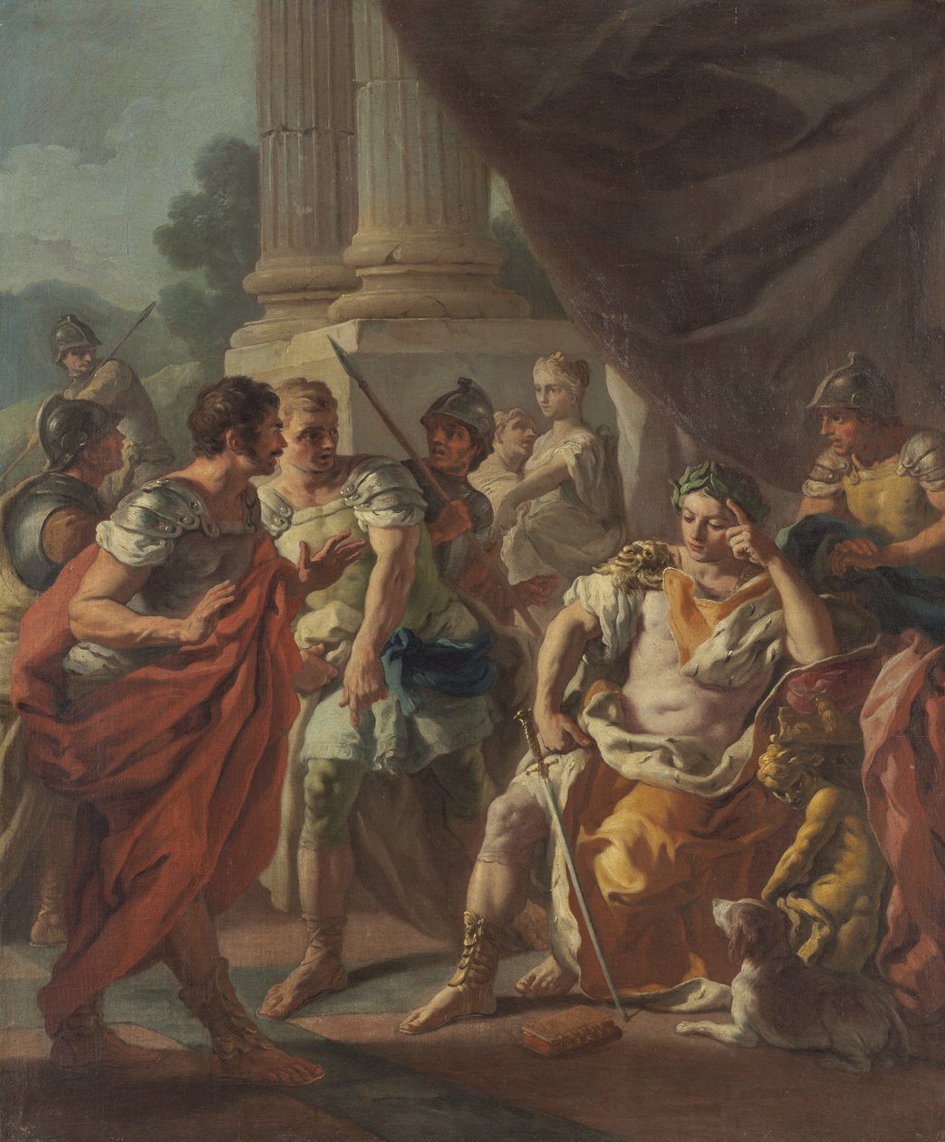 Aleksander potępiający fałszywą pochwałę, 1760-9 autorstwa Francesco de Mura