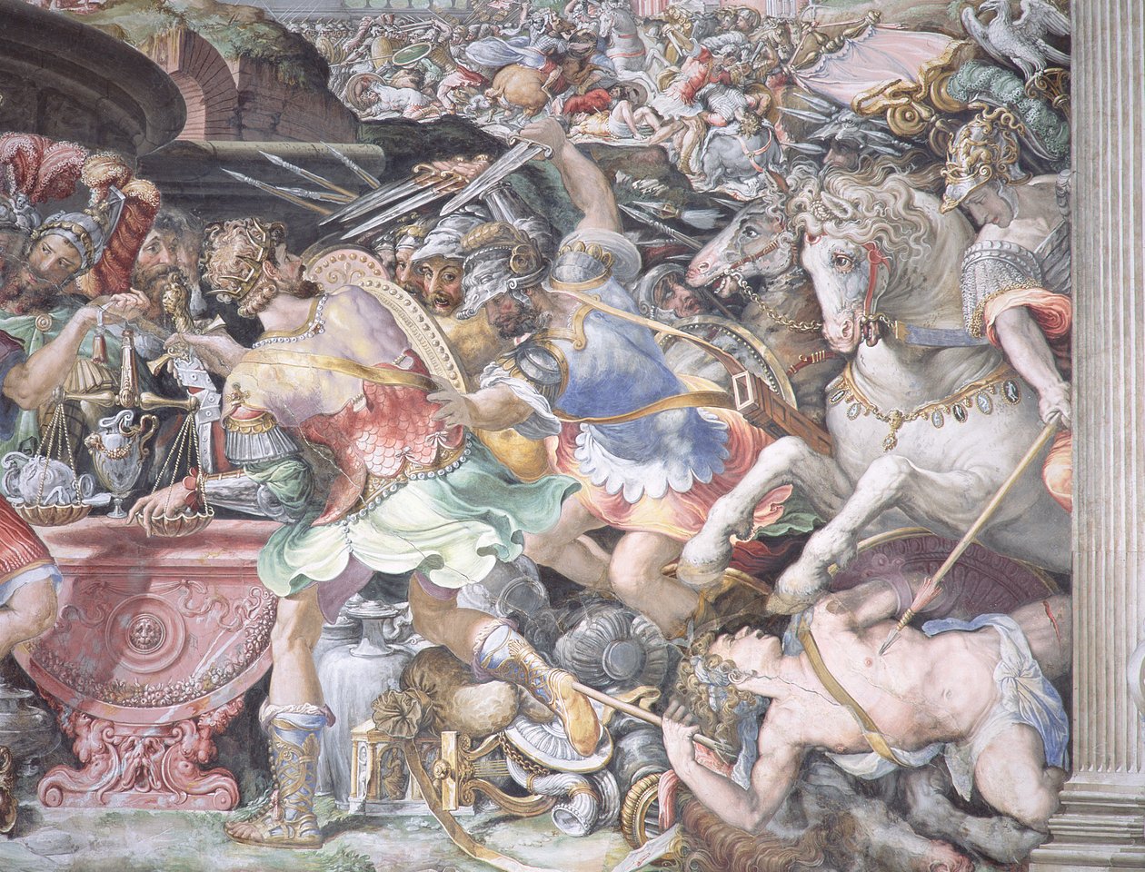 Zakaz ważenia złota, scena z „Opowieści Furiusa Kamila”, ok. 1545 autorstwa Francesco de Rossi Salviati Cecchino