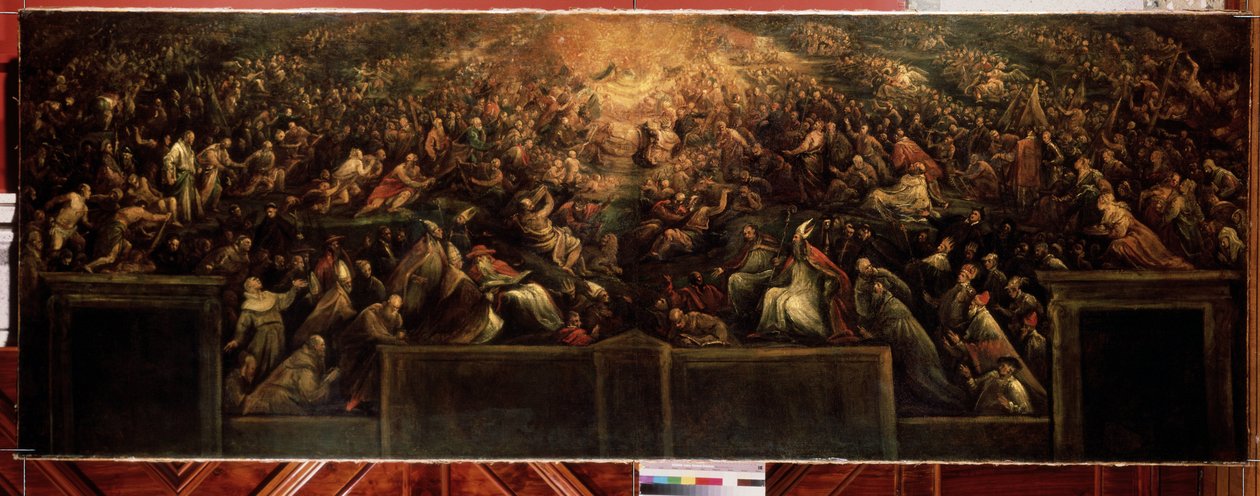 "Le Paradis"" (La resurrection des Justes) (Zmartwychwstanie Sprawiedliwych (Niebo)) Obraz Francesco Bassano (Francesco da Ponte) (1549-1592) 1582-1585 Wymiary 127x351 cm Ermitaż, Sankt Petersburg (PETERSBURG ) autorstwa Francesco Bassano