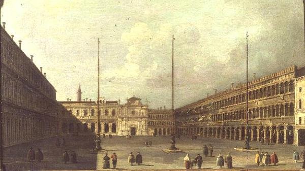Piazza San Marco, Wenecja, z postaciami autorstwa Francesco (after) Guardi