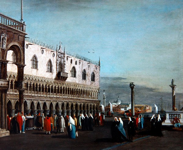 Widok Wenecji (olej na płótnie) autorstwa Francesco (circle of) Guardi