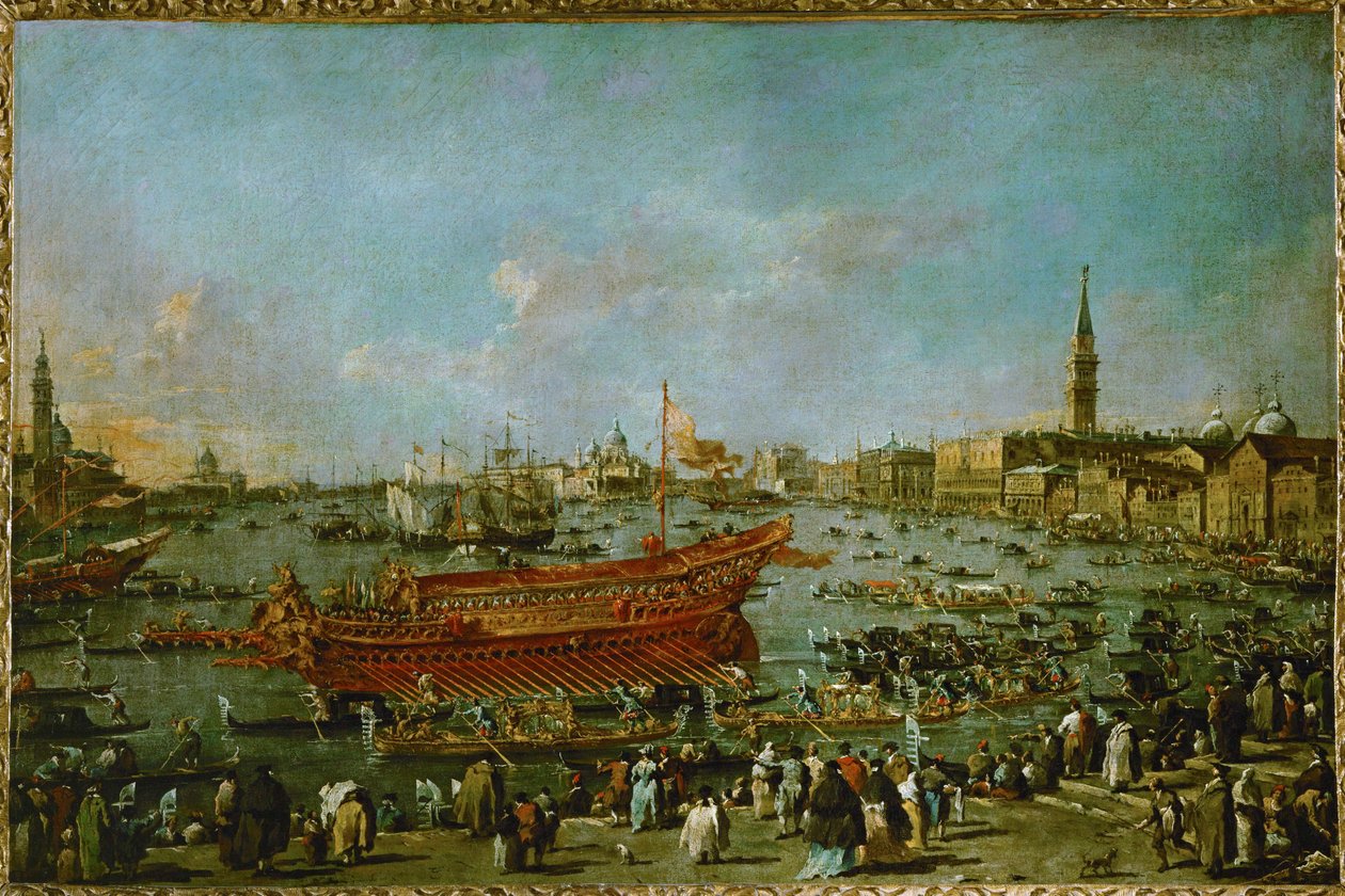 Wyjazd z Buccintoro w kierunku Lido ... autorstwa Francesco (circle of) Guardi