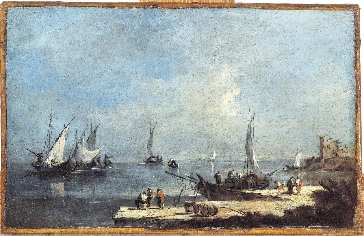 Widok na port na lagunie autorstwa Francesco (school of) Guardi