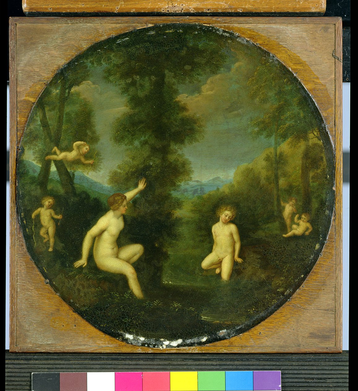 Nimfa Salmacis i Hermafrodyta (olej na miedzi) autorstwa Francesco (studio of) Albani