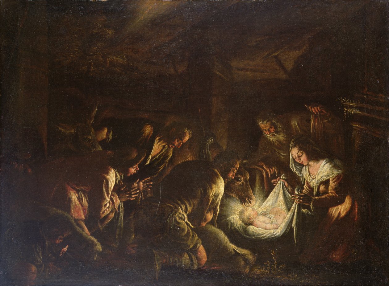 Adoracja pasterzy 1588-90 autorstwa Francesco Bassano