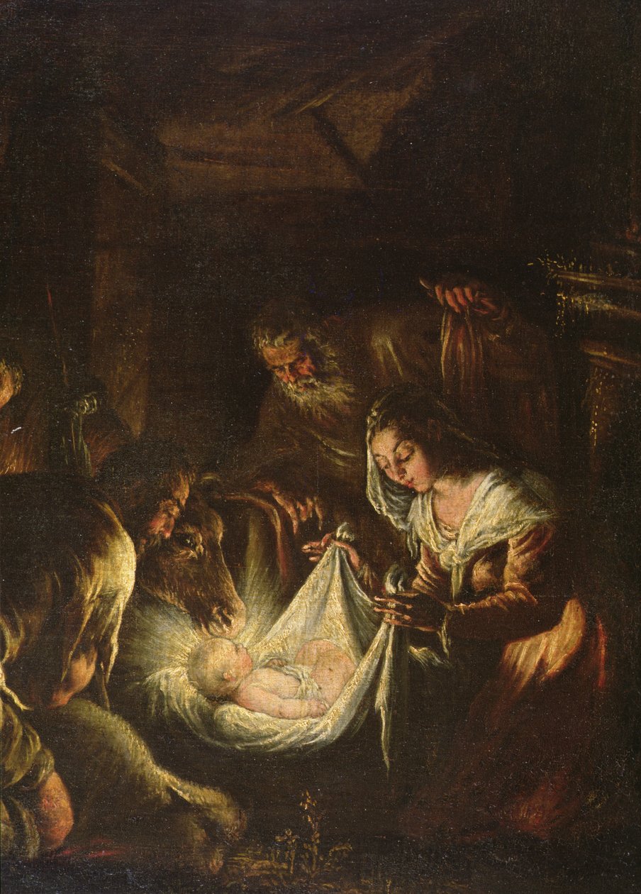 Adoracja pasterzy 1588-90 autorstwa Francesco Bassano