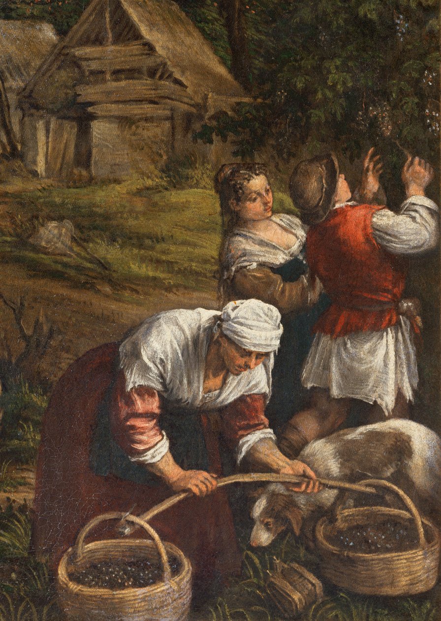 Żniwa, (Mojżesz otrzymuje Dziesięć Przykazań), (szczegół 65689), 1576 autorstwa Francesco Bassano