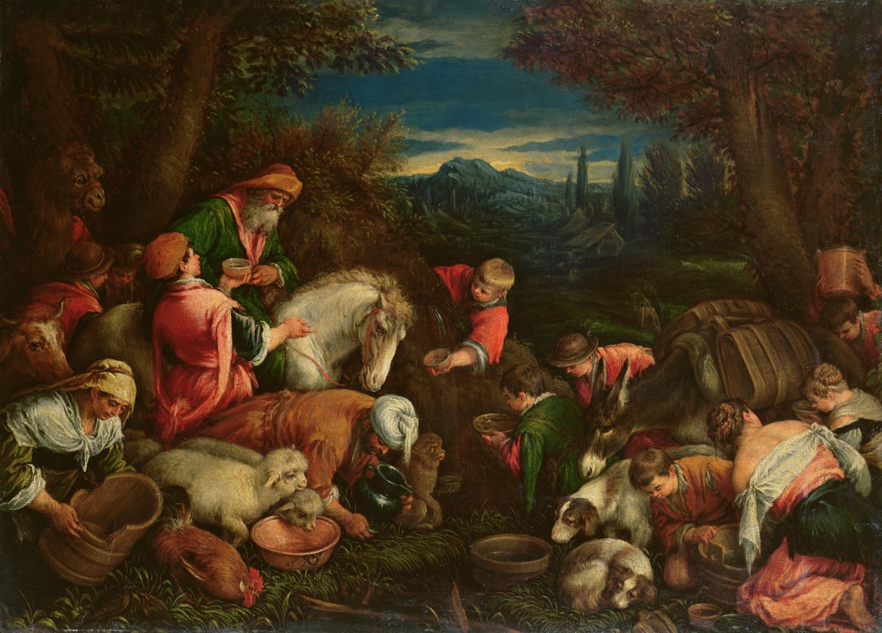 Jakub i Laban przy studni, 1590 autorstwa Francesco Bassano
