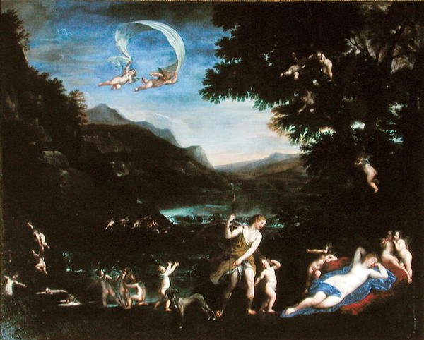 Adonis prowadzony na Wenus przez cherubinów autorstwa Francesco Albani