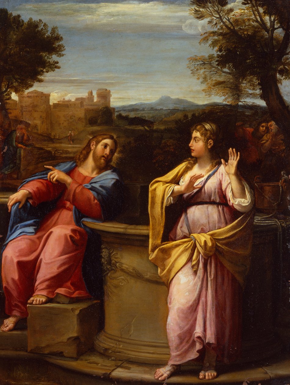 Chrystus i Kobieta z Samarii przy studni (olej) autorstwa Francesco Albani