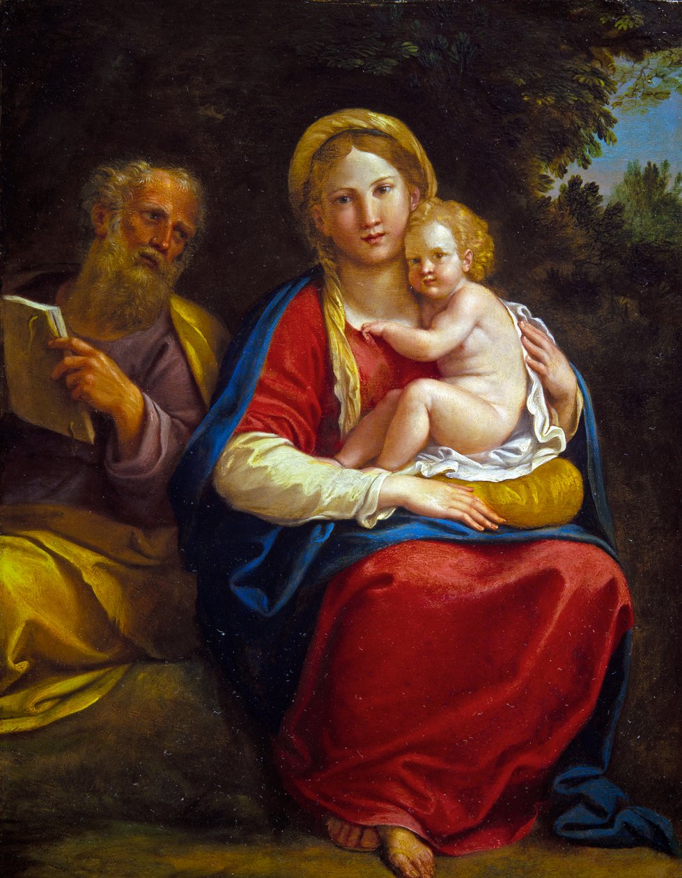Święta Rodzina (olej na miedzi) autorstwa Francesco Albani