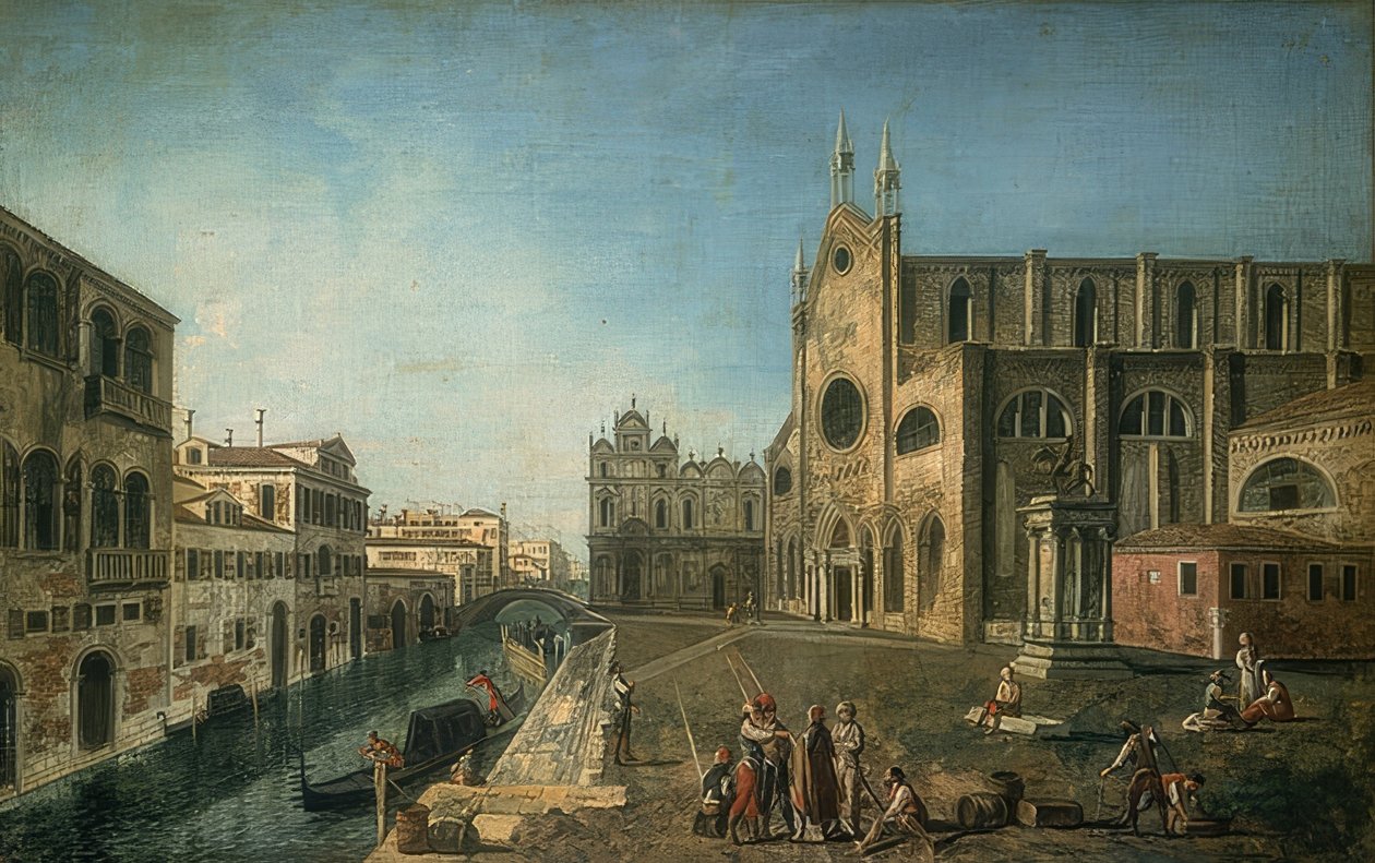 Widok Wenecji z kościołem Santi Giovanni e Paolo. 1735-1740 autorstwa Francesco Albotto