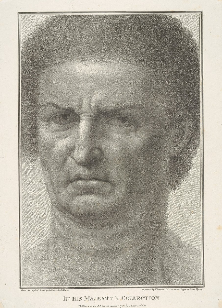 Twarz mężczyzny, widok z przodu autorstwa Francesco Bartolozzi